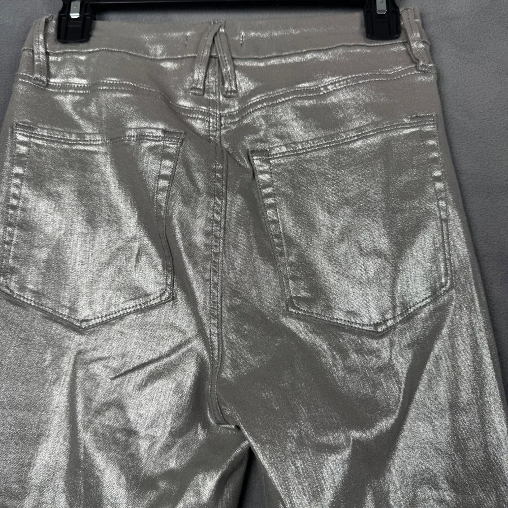 Good American Good Waist Skinny Jeans Metallic‎ Silver Coated GW18ST Womens 6/28